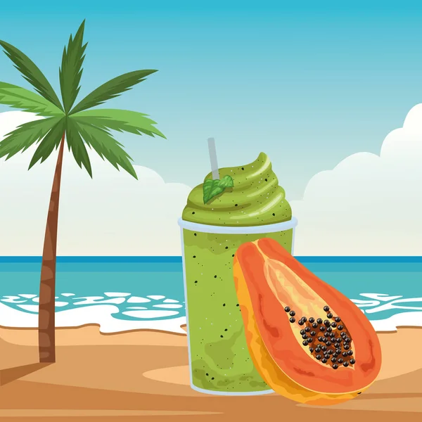 Tropisch fruit en smoothie-drankje — Stockvector
