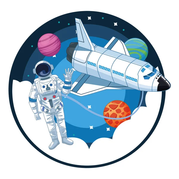 Uzay keşfi karikatürlerinde astronot — Stok Vektör