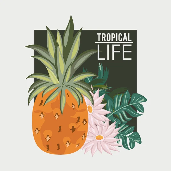 Vie tropicale et carte d'été plage — Image vectorielle