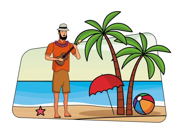 Un tânăr în desene animate pe timp de vară — Vector de stoc