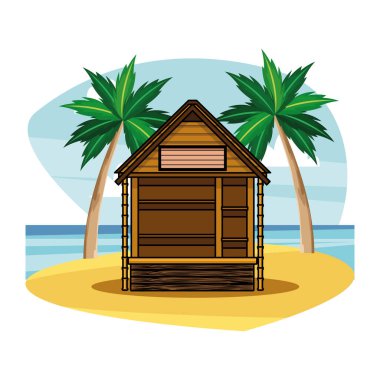 Plaj ahşap kulübesi.