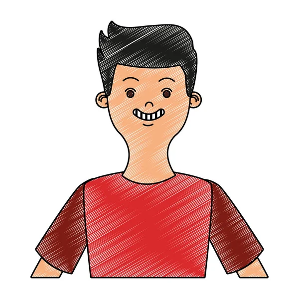 Joven hombre perfil garabato — Vector de stock