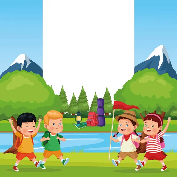 Children on school field trip — Stock Vector