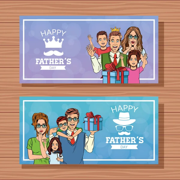 Happy fathers day banners cards — Stock Vector