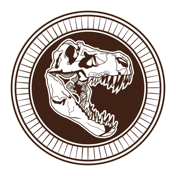 Dinosaurus hoofd skelet getekend tattoo pictogram — Stockvector