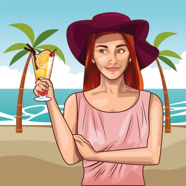 Pop art güzel kadın karikatür