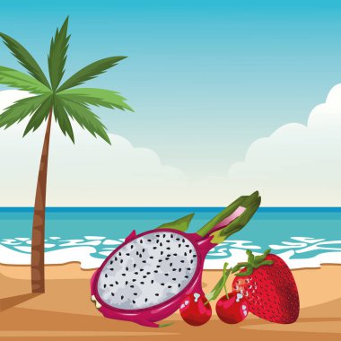 egzotik tropikal meyve simgesi karikatür