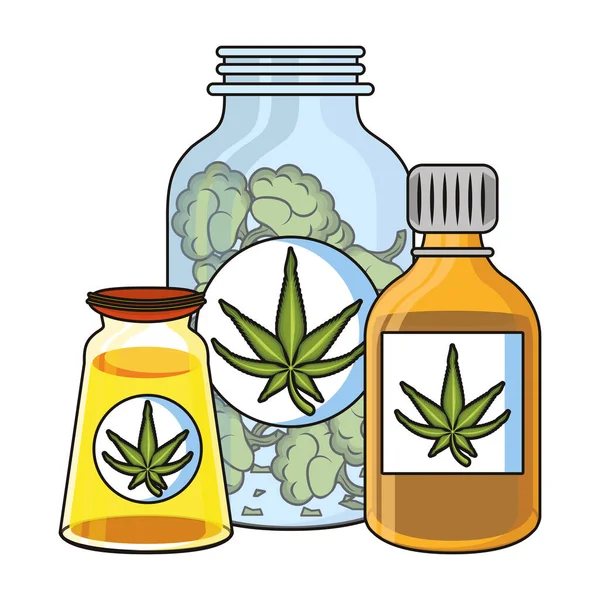 Cannabis martihuana sativa cáñamo dibujos animados — Vector de stock