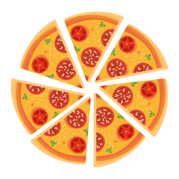 Rebanadas diseño de pizza italiana — Vector de stock