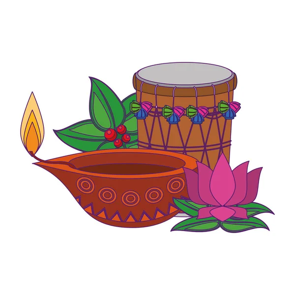 Elementi tradizionali della cultura indiana icona — Vettoriale Stock