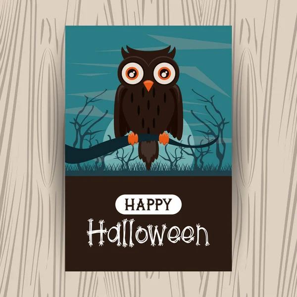 Tarjeta de la temporada de Halloween feliz con dibujos animados — Vector de stock