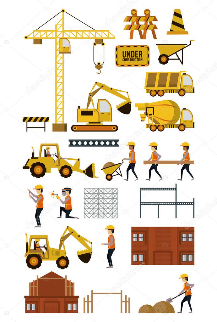 Set of under construction icons