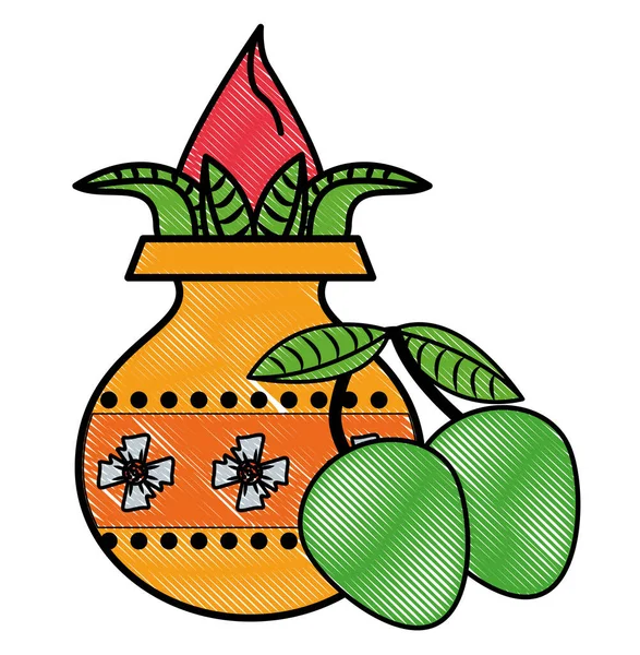 Ugadi indio elementos garabato — Vector de stock