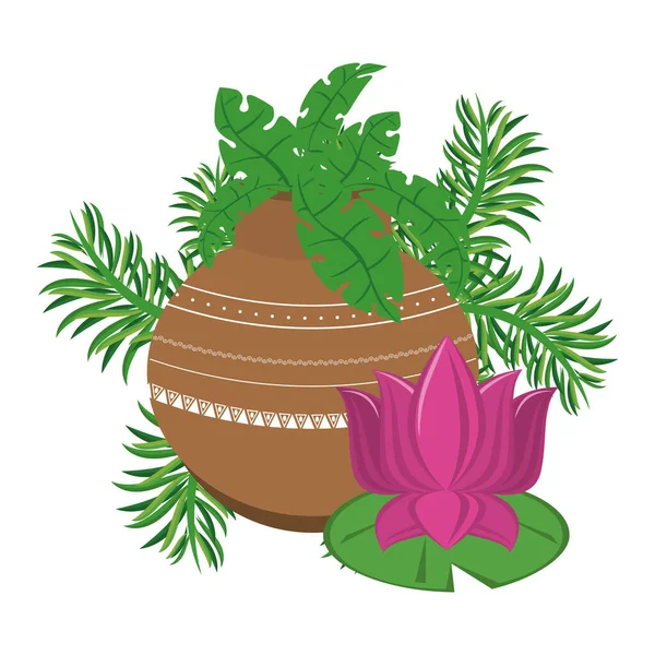 Indiase lotus bloemen in porseleinen potten — Stockvector