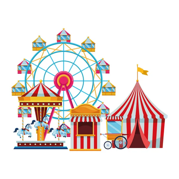 Parque de atracciones y diversión de circo — Vector de stock