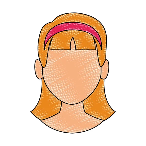 Mujer sin rostro garabato cabeza — Vector de stock
