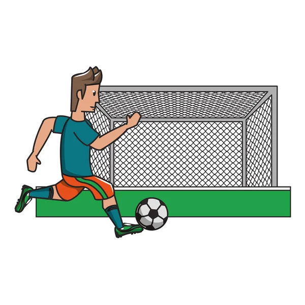 Giocatore di calcio sport gioco cartone animato — Vettoriale Stock