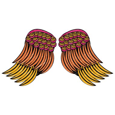 Kuş kanatları izole karalama