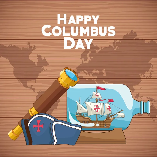 Colombus columbus day card poster — Stock Vector