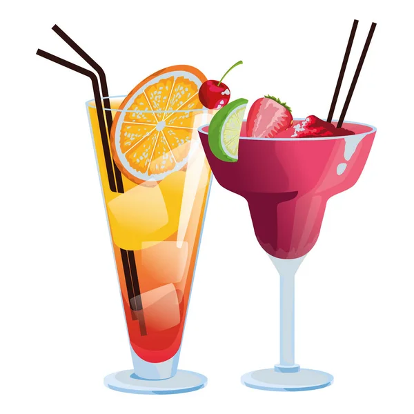 Tropical fruit cocktail icon cartoon — Stock Vector