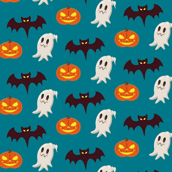 Halloween fundo desenhos animados padrão — Vetor de Stock