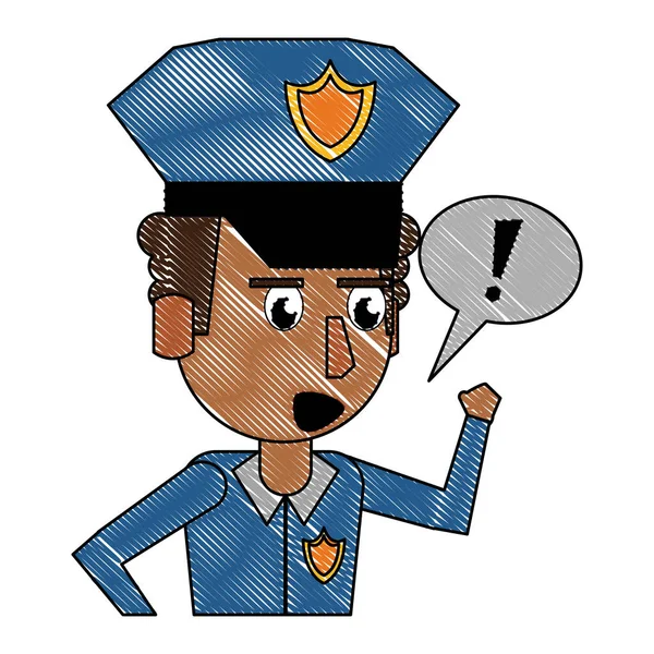 Rendőrségi profil rajzfilm firkál — Stock Vector