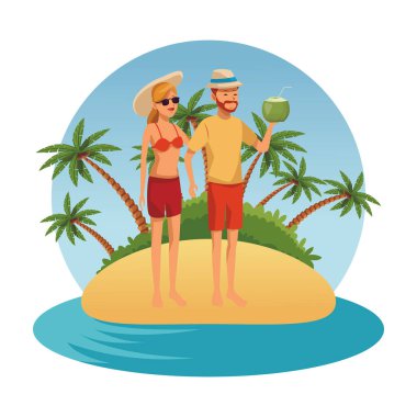 Yaz karikatürlerinde genç çift