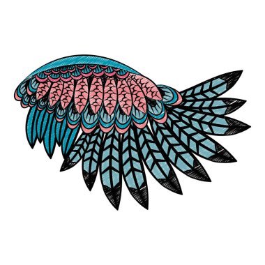 Kuş kanatları izole karalama