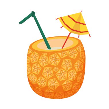 ananas kokteyli içecek ikonu çizgi filmi