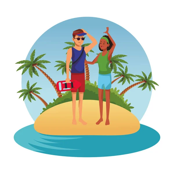 Young couple in summer — Stock Vector