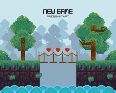 Arazi pikselli Retro video oyunu manzarası