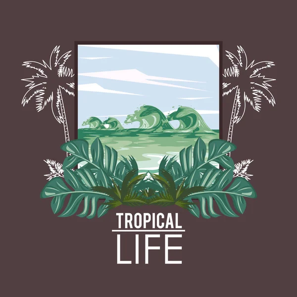 热带生活和海滩夏季卡片 — 图库矢量图片