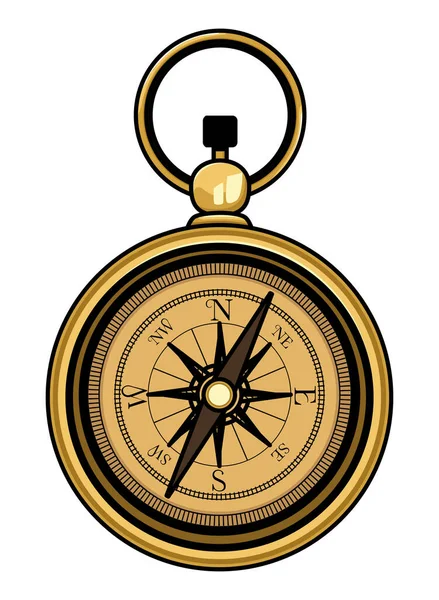 Starožitný navigační kompas karikatura izolované — Stockový vektor