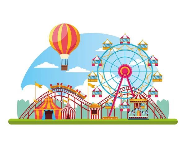 Circo feria festival paisaje dibujos animados — Vector de stock