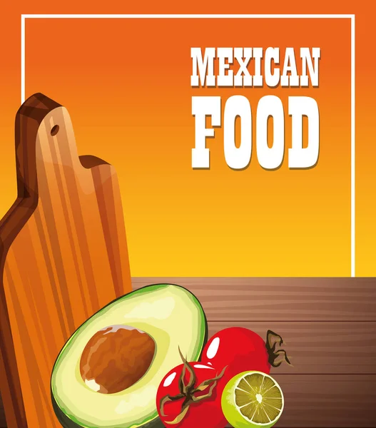 Poster makanan Meksiko dengan sayuran - Stok Vektor