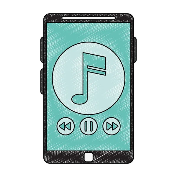 Smartphone con garabato de música — Archivo Imágenes Vectoriales