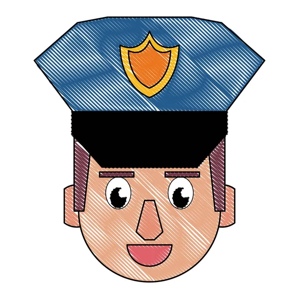 Polícia rosto desenho animado rabiscar — Vetor de Stock