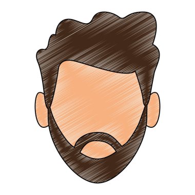 Sakallı kafası yüzsüz karalama ile adam