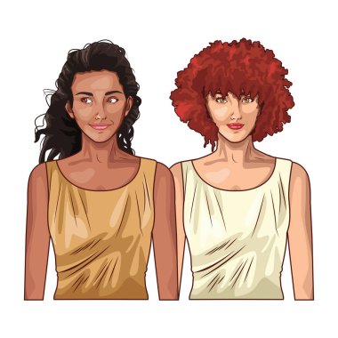 Pop sanat güzel kadınlar gülümsüyor.