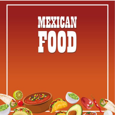Meksika yemeği posteri ve sebze salatası.