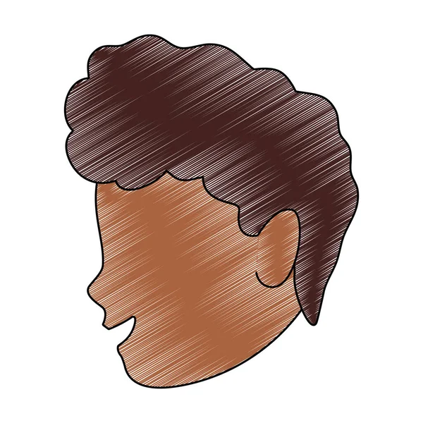 Afro hombre sin rostro cabeza garabato — Vector de stock