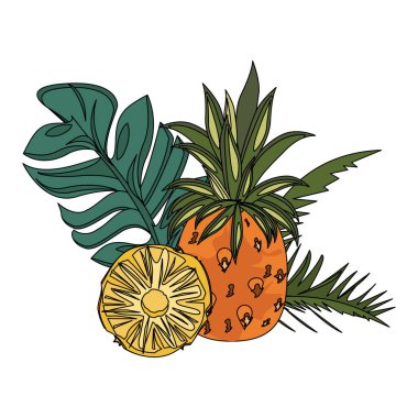 Lezzetli taze narenciye ananas çizgi filmi.