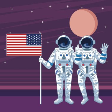 Uzay keşiflerindeki astronot karikatürleri izole edildi