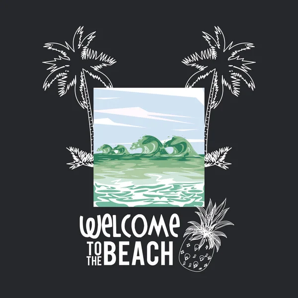 Bienvenido a la tarjeta de verano de playa — Vector de stock