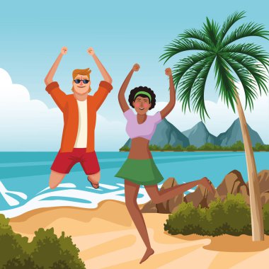 Yaz karikatürlerinde mutlu çift