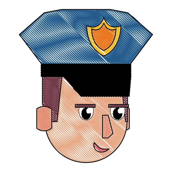 Policía cara caricatura garabato — Vector de stock