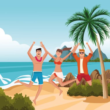 Genç arkadaşlar ve yaz karikatürleri