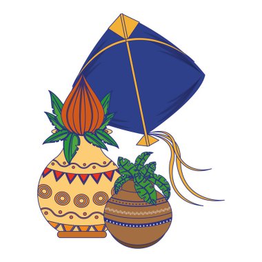 Ugadi Hindistanlı kutlama sembolleri mavi çizgiler