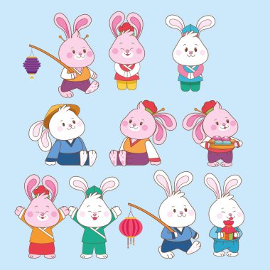 orta sonbahar çin festivali karikatür
