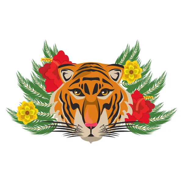 Bengala tigre icono de la cara de dibujos animados — Vector de stock